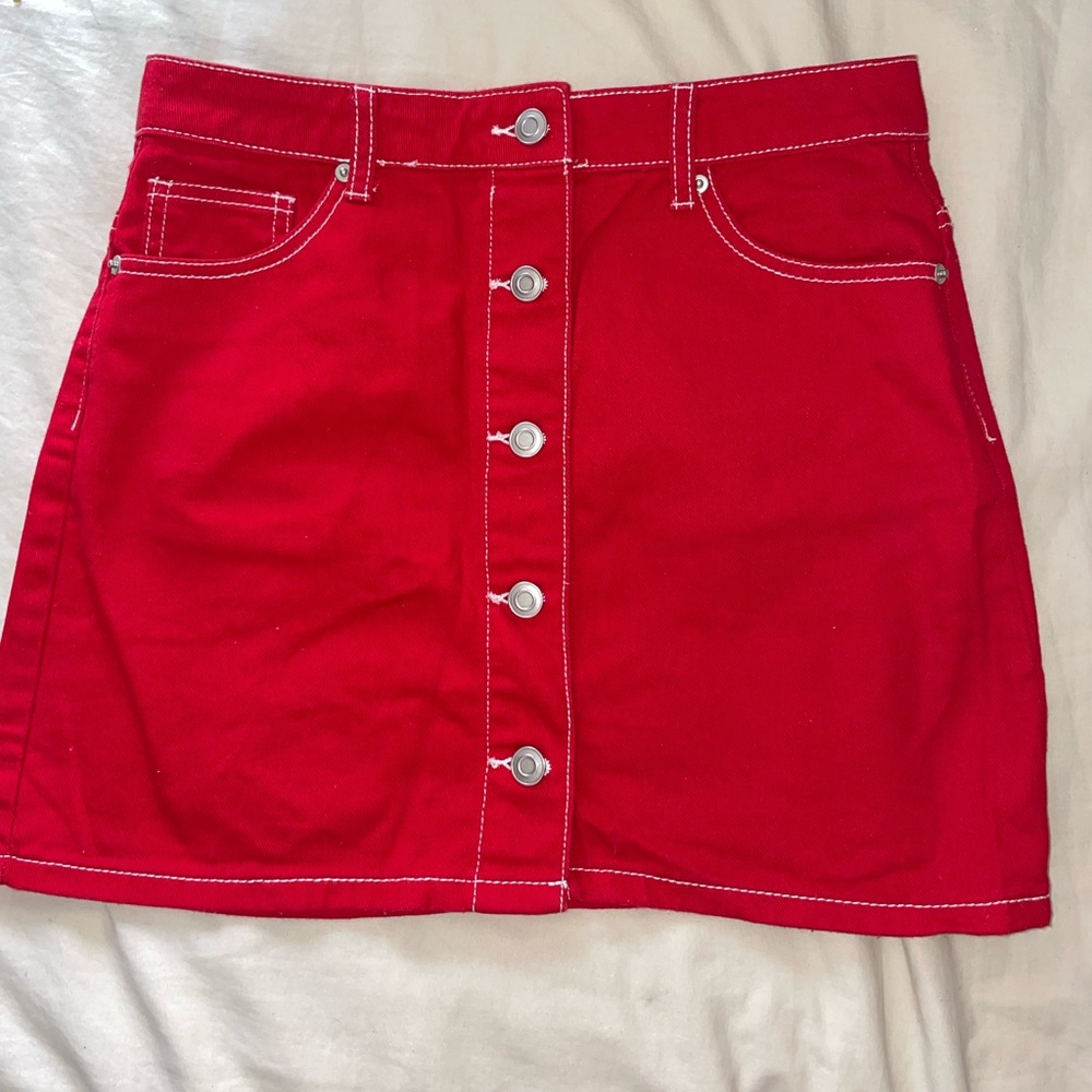 Forever 21 Red Button Up Skirt